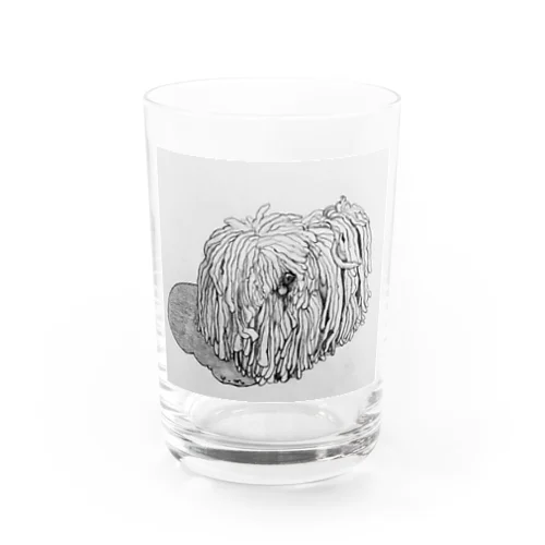 かしこいプーリー犬が振り向いた。puli illustration  Water Glass