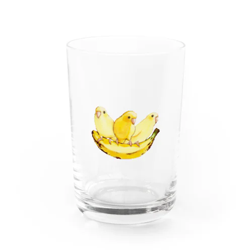 インコとバナナ Water Glass
