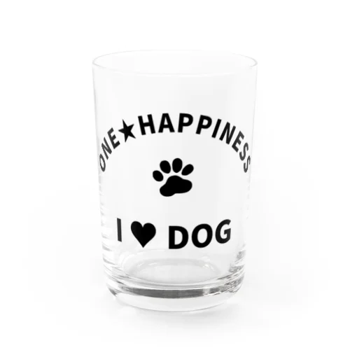 I LOVE DOG　ONEHAPPINESS Water Glass