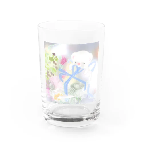 プレゼントとフェレット フラワー 背景ふんわり Water Glass