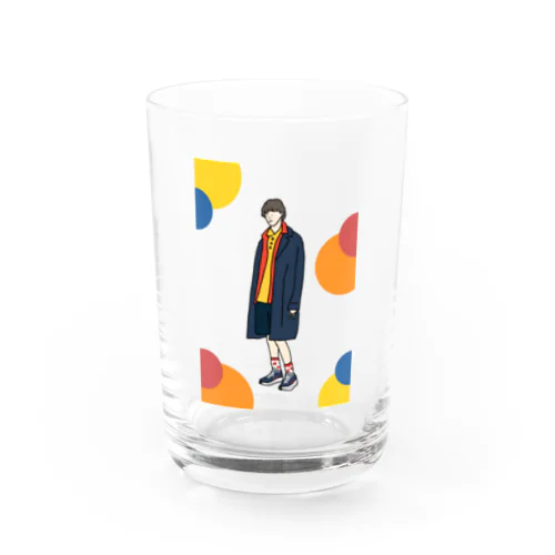 Coat boy (colorful dots) Water Glass