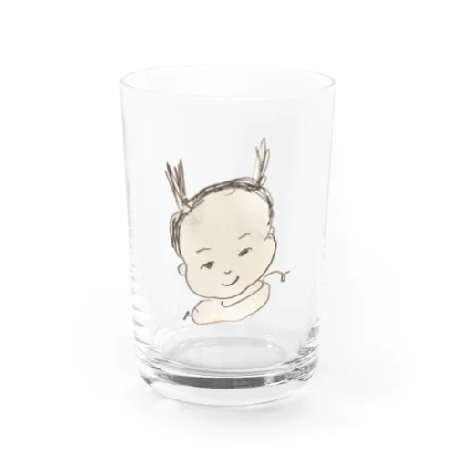 娘の似顔絵 Water Glass