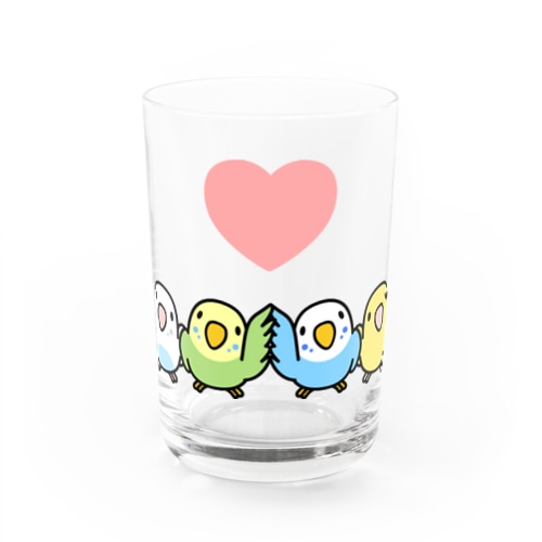 ハイタッチなかよしセキセイインコ【まめるりはことり】 Water Glass