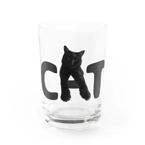 黒猫カカオたんの猫文字小物「CAT」 Water Glass