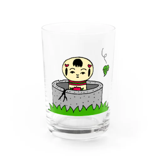 こけし 井戸の中からこんにちは Water Glass