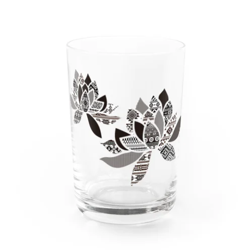オルテガ柄の蓮の花 Water Glass