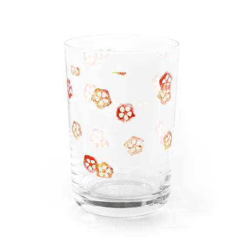 オクラ柄(紅) Water Glass