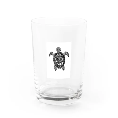 幸せを運ぶウミガメ_白黒 グラス