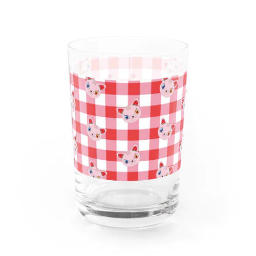 チェックならぶちゃん Water Glass