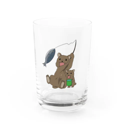 釣り中の親子熊 Water Glass