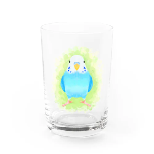 ほんわかセキセイインコ　ブルー【まめるりはことり】 Water Glass