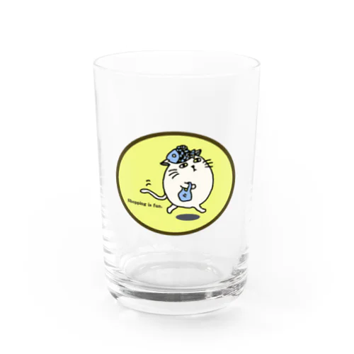 お買い物ねこ　色付き Water Glass