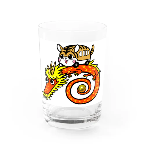 にゃんこバスと赤い龍 Water Glass