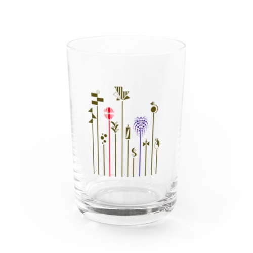 花と、たぶん草生えてるグラス Water Glass
