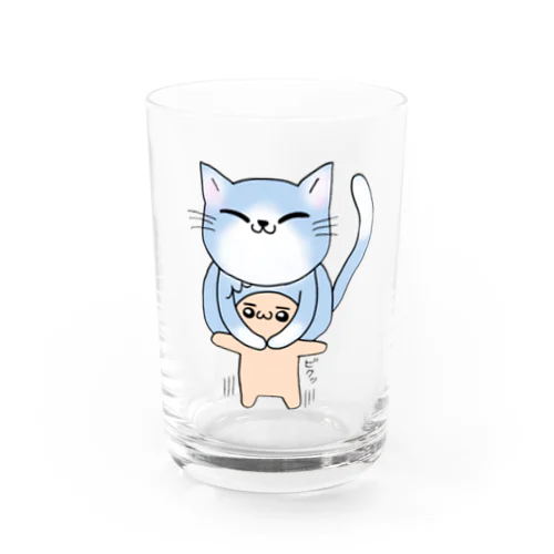 いきなりネコに乗っかられてビクつくはげ Water Glass