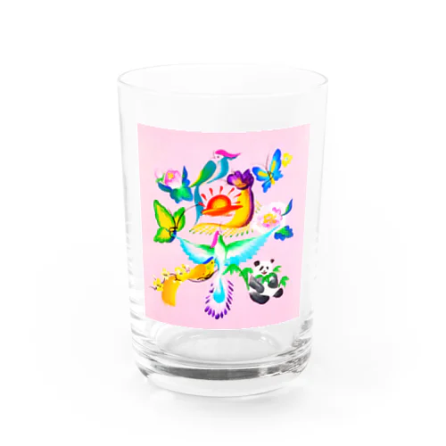 花文字　「楽」 Water Glass