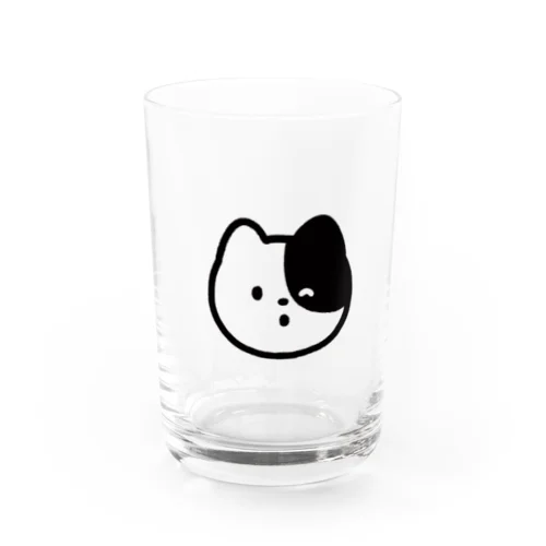 neko face (しろくろねこ) Water Glass