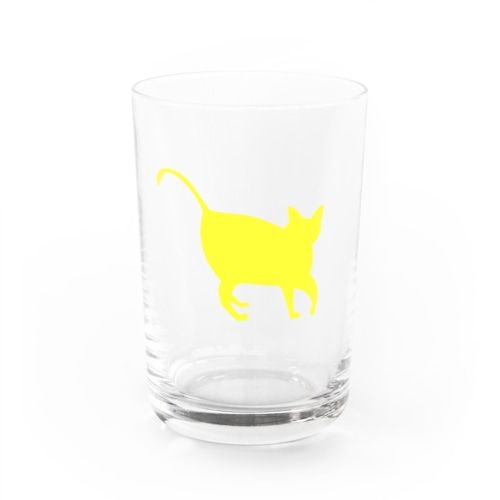 猫　イエロー Water Glass