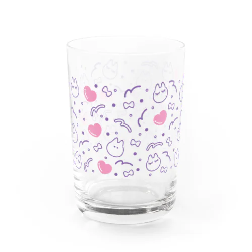 ねこ.ハート.リボン02 グラス Water Glass