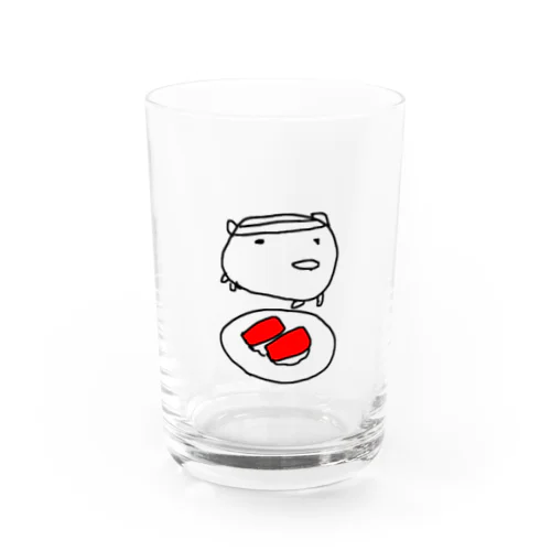 寿司を振る舞うねこです Water Glass