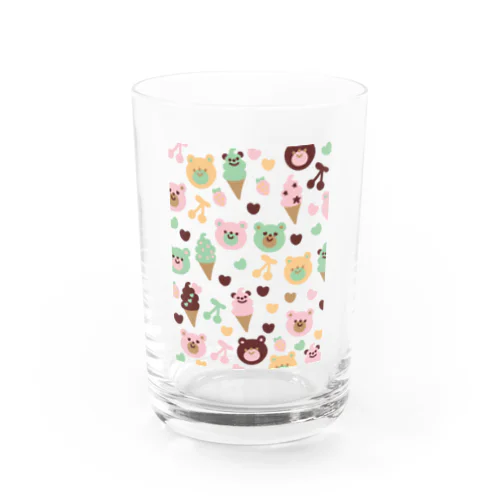 クマとソフトクリーム Water Glass