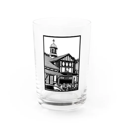 ありがとう原宿駅（切り絵風・枠付） Water Glass