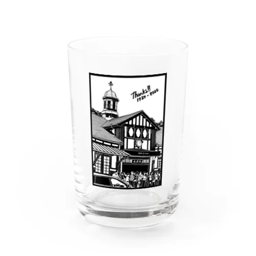 ありがとう原宿駅（切り絵風・枠付・英字） Water Glass