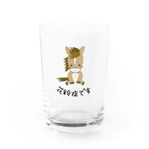 馬イラスト448　咳エチケット　花粉症 　黒 Water Glass