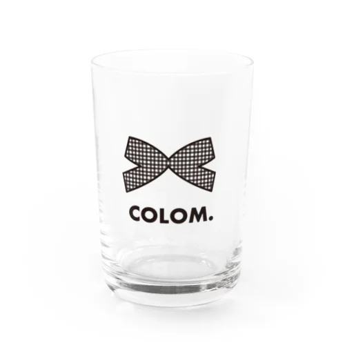 COLOM.コロ。ロゴ！リボングッズ！黒チェック。りぼん Water Glass