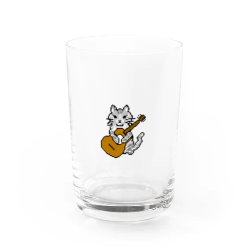 猫とギター　ワンポイント Water Glass