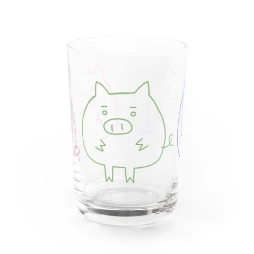 豚三兄弟(濃) Water Glass