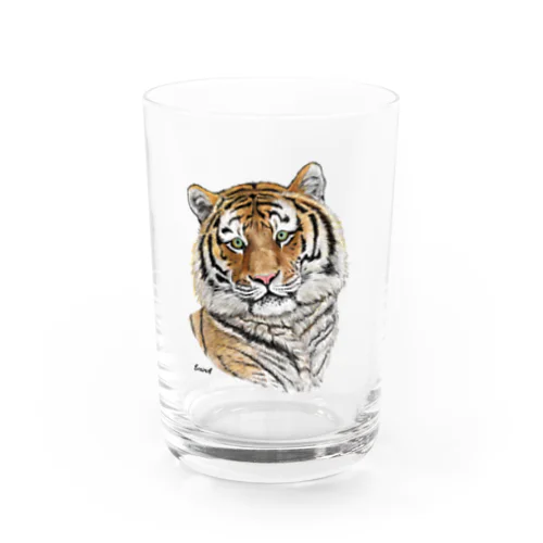 正面顔のトラ Water Glass