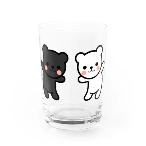 雪クマと炭クマ　なかよし Water Glass