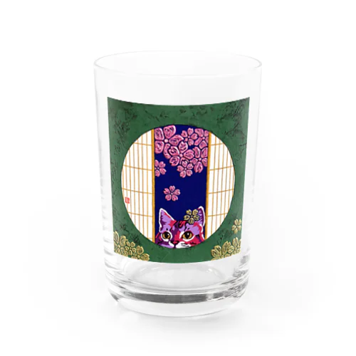 夜桜【猫】【家紋】【桜】【夜】 グラス