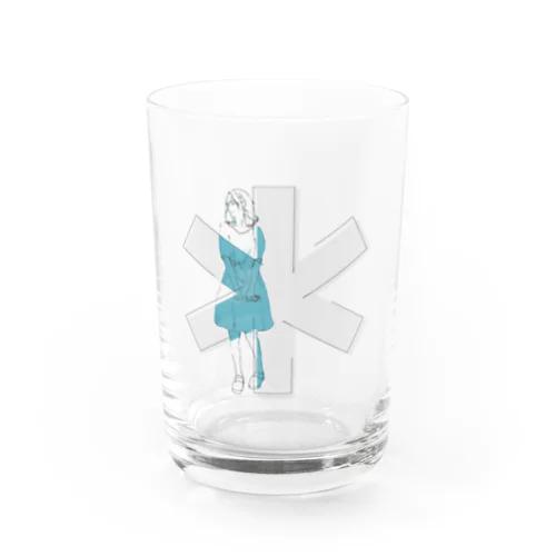 歌うたいの女の子（黒線画ver） Water Glass