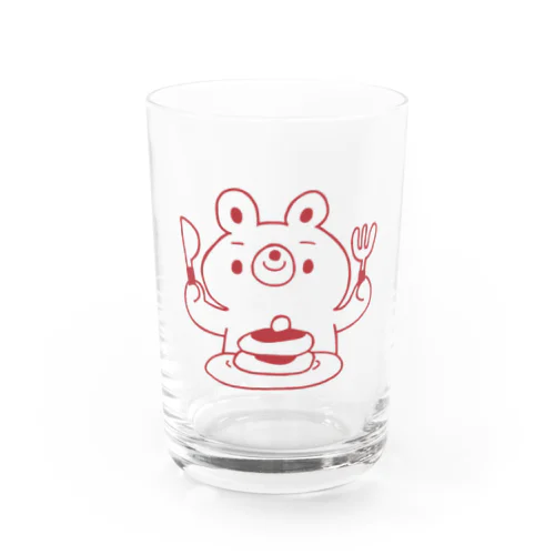 クマとパンケーキ(アカ) Water Glass