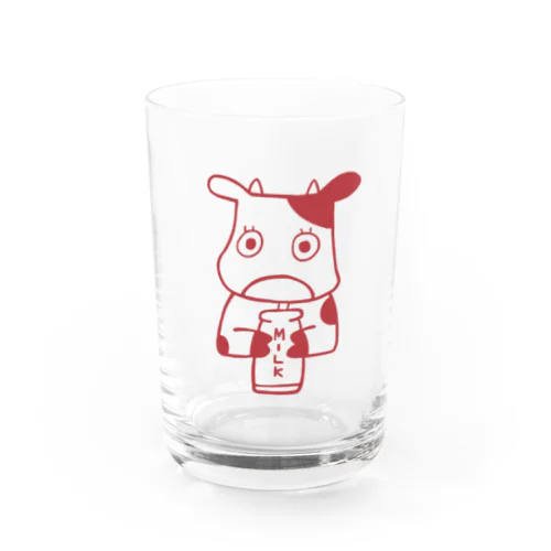 ウシとミルク(アカ) Water Glass