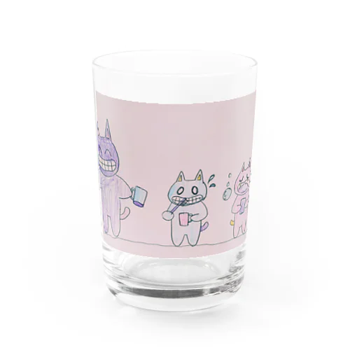 歯磨き猫親子 Water Glass