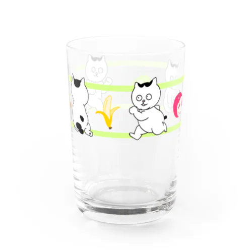 ハチワレねこ　ごぶりん　果汁100%ジュースをのみたい　グリーン Water Glass