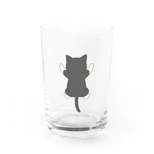 しがみつく黒白猫 Water Glass