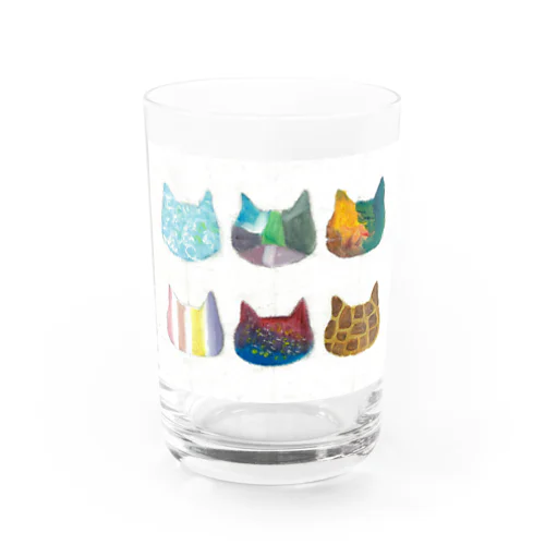 シルエットof cats 白 Water Glass