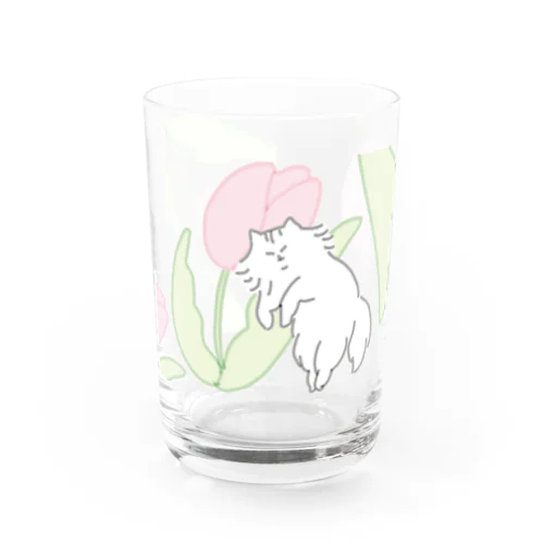 ピンクのチューリップ Water Glass