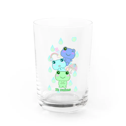 ケロたん三兄弟の梅雨入り Water Glass