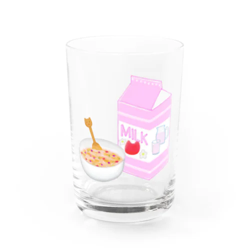 猫いちごミルク＆コーンフレーク Water Glass