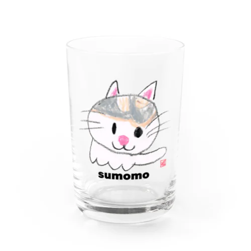 すもも猫クレヨンイラストS Water Glass