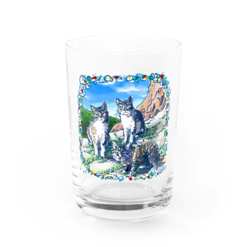 ミコノス島の山登り猫 Water Glass