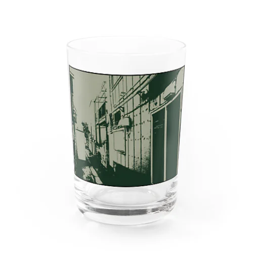 寄り道への誘い【緑】(黒縁) Water Glass