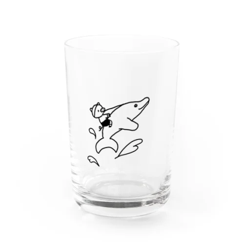 海豚に乗った豚くん Water Glass