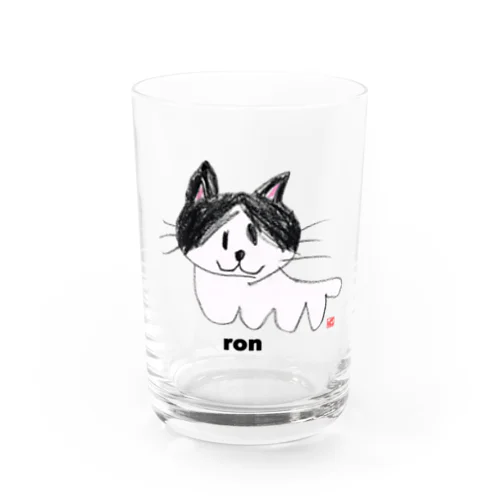 ロン猫クレヨンイラストS Water Glass