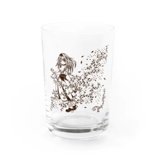 花と刺繍の女の子 Water Glass